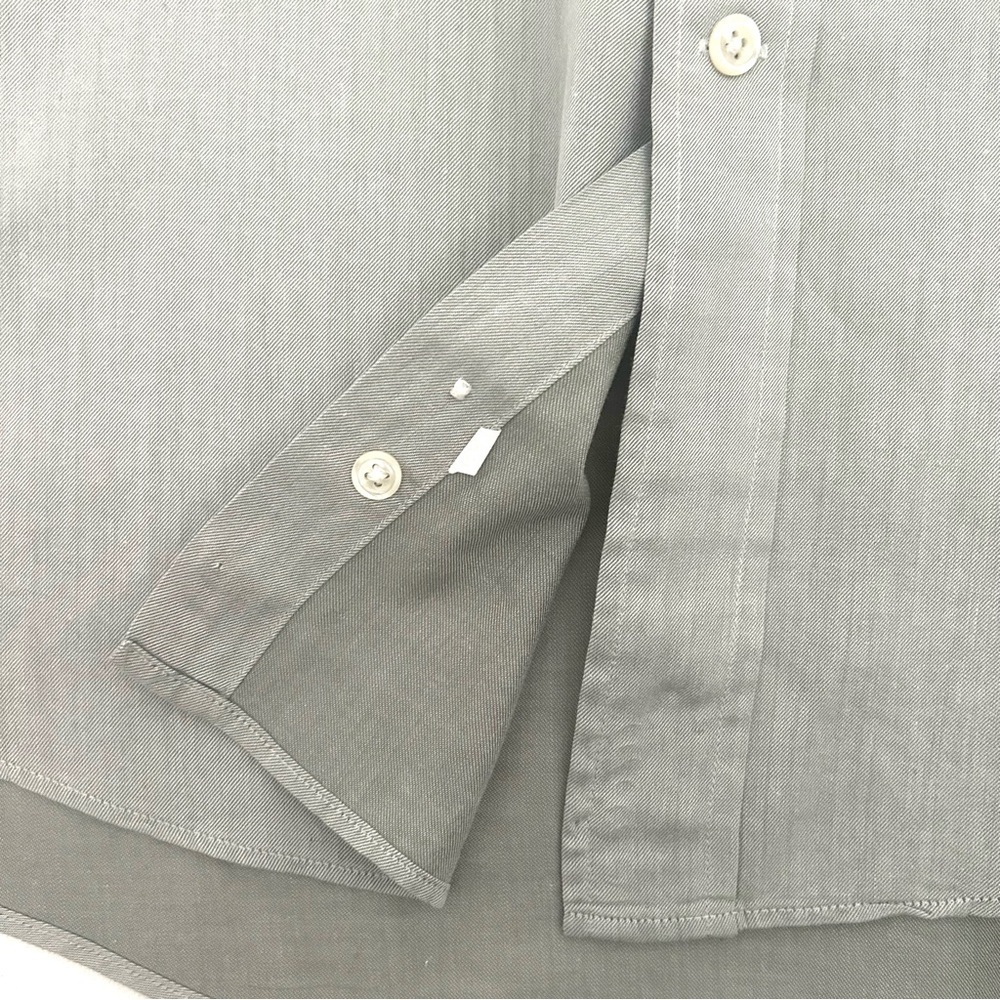 Valentino Uomo Button Down Dress Shirt Cotton Long Sleeve Green Small 15.5 32/33 - Picture 8 of 15